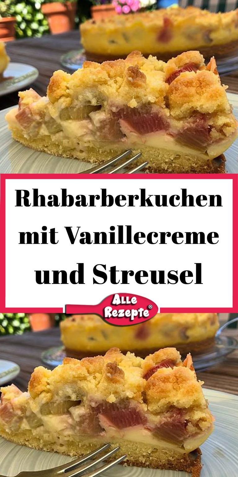 Rhabarberkuchen mit Vanillecreme und Streusel - Alle Rezepte